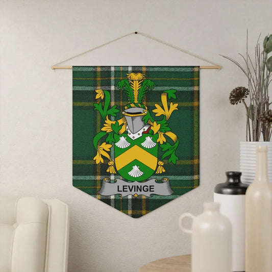 Levinge Family Crest Green Tartan Wall Hanging product