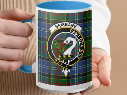 Traditional Brisbane Clan Crest Plaid Design Mug - Living Stone Gifts