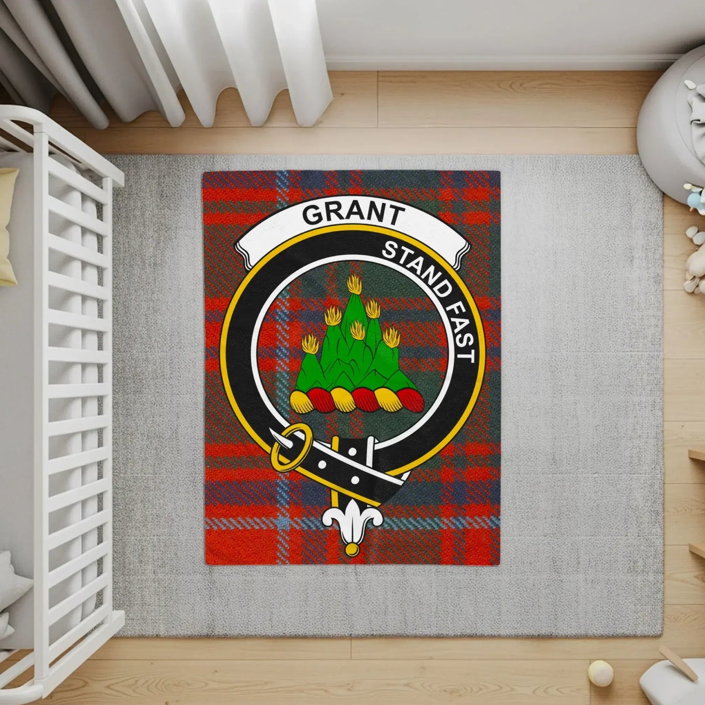 Grant Stand Fast Family Crest Plaid Pattern Rug product