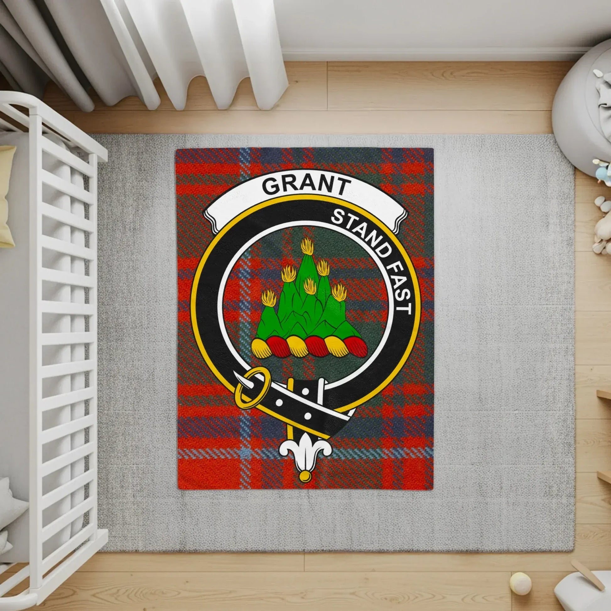 Grant Stand Fast Family Crest Plaid Pattern Rug product