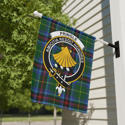 Pringle Clan Scottish Tartan Crest Garden Flag - Celtic Ancestry Gifts