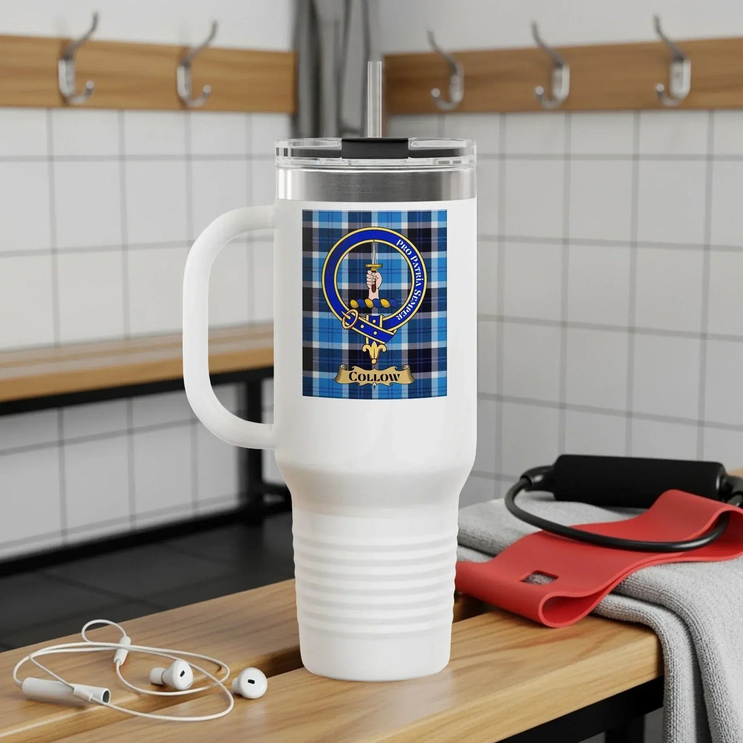 Stylish Tall White Tumbler with Handle for Hot Drinks product
