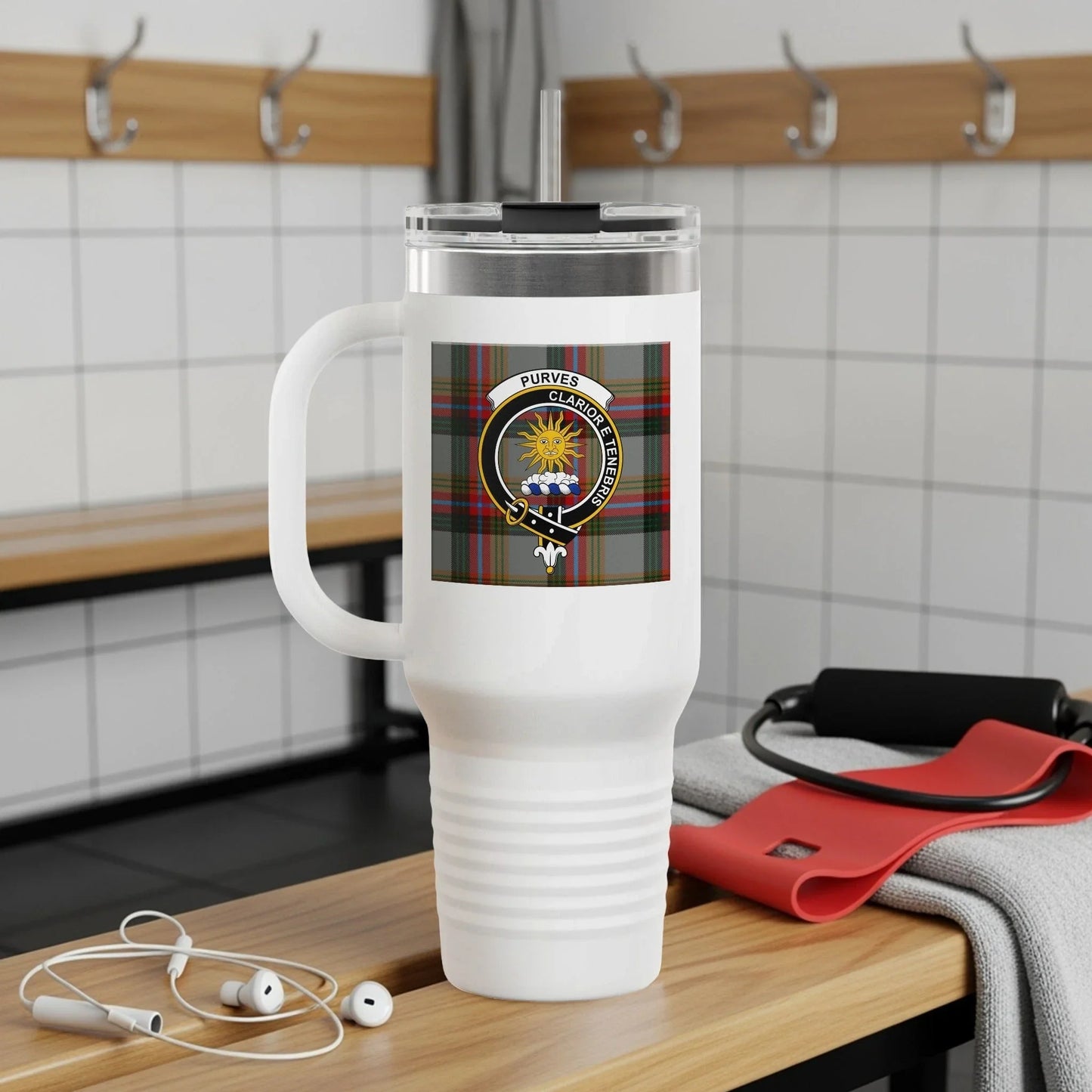 Purves Clan Badge White Travel Mug Product