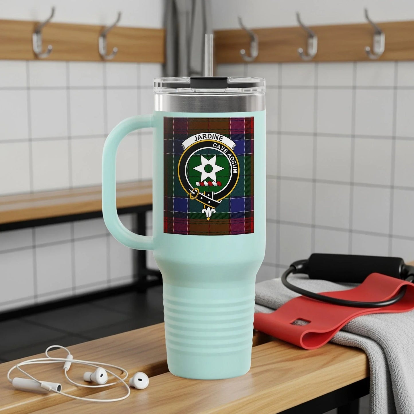 Tartan Crest Travel Mug for Gym and Outdoor Adventures product