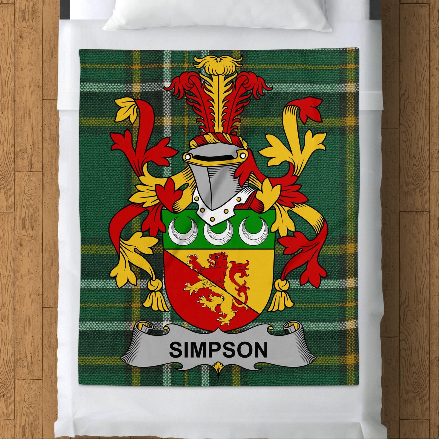 Simpson Surname Irish Tartan Throw Blanket - Living Stone Gifts