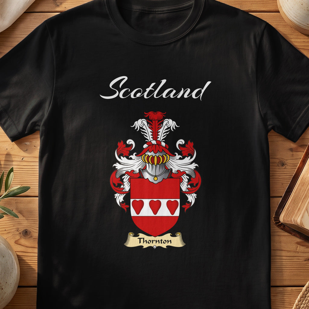Thornton Scottish family shield T-shirt in Black