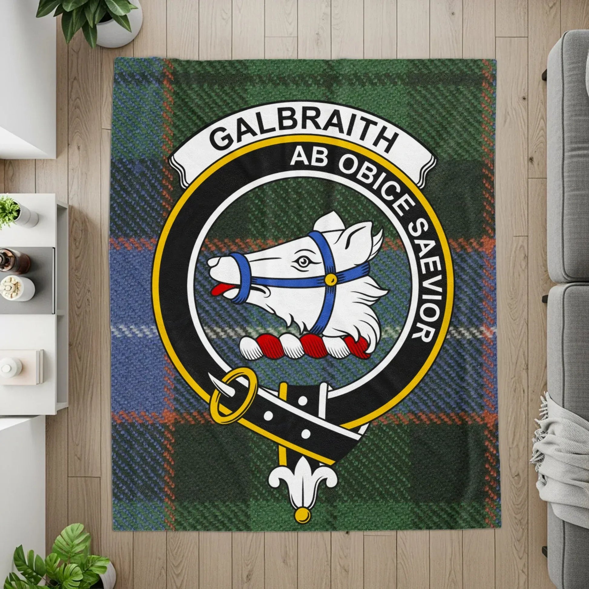 Galbraith Scottish Clan Crest Tartan Blanket product