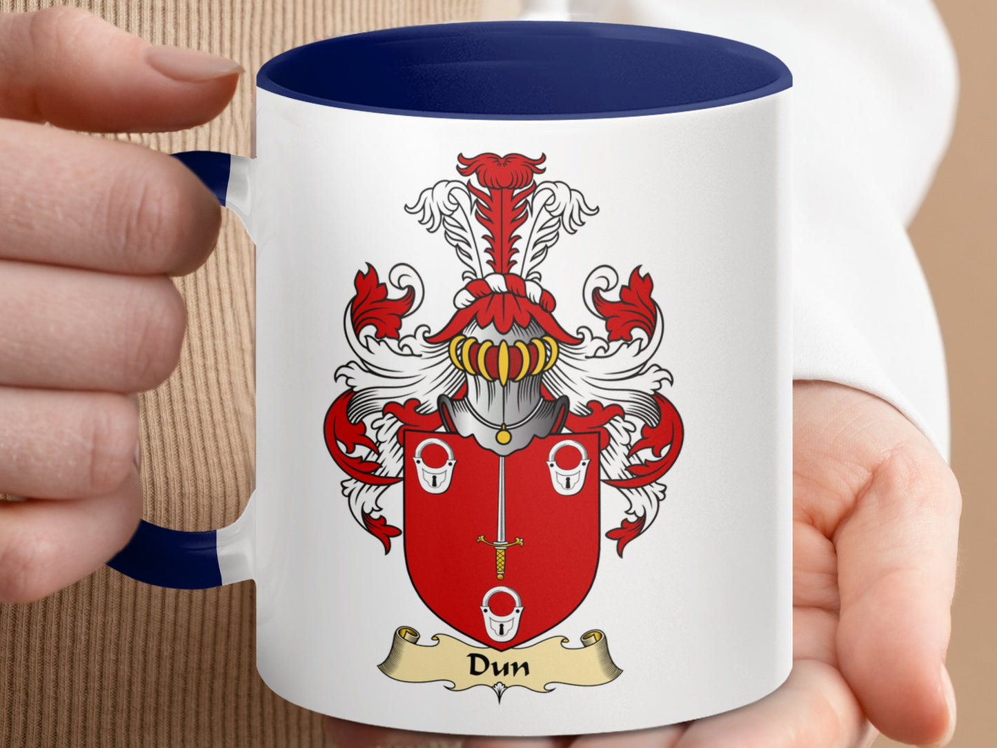 Clan Dun Scottish Coat of Arms Accent Coffee Mug - Living Stone Gifts