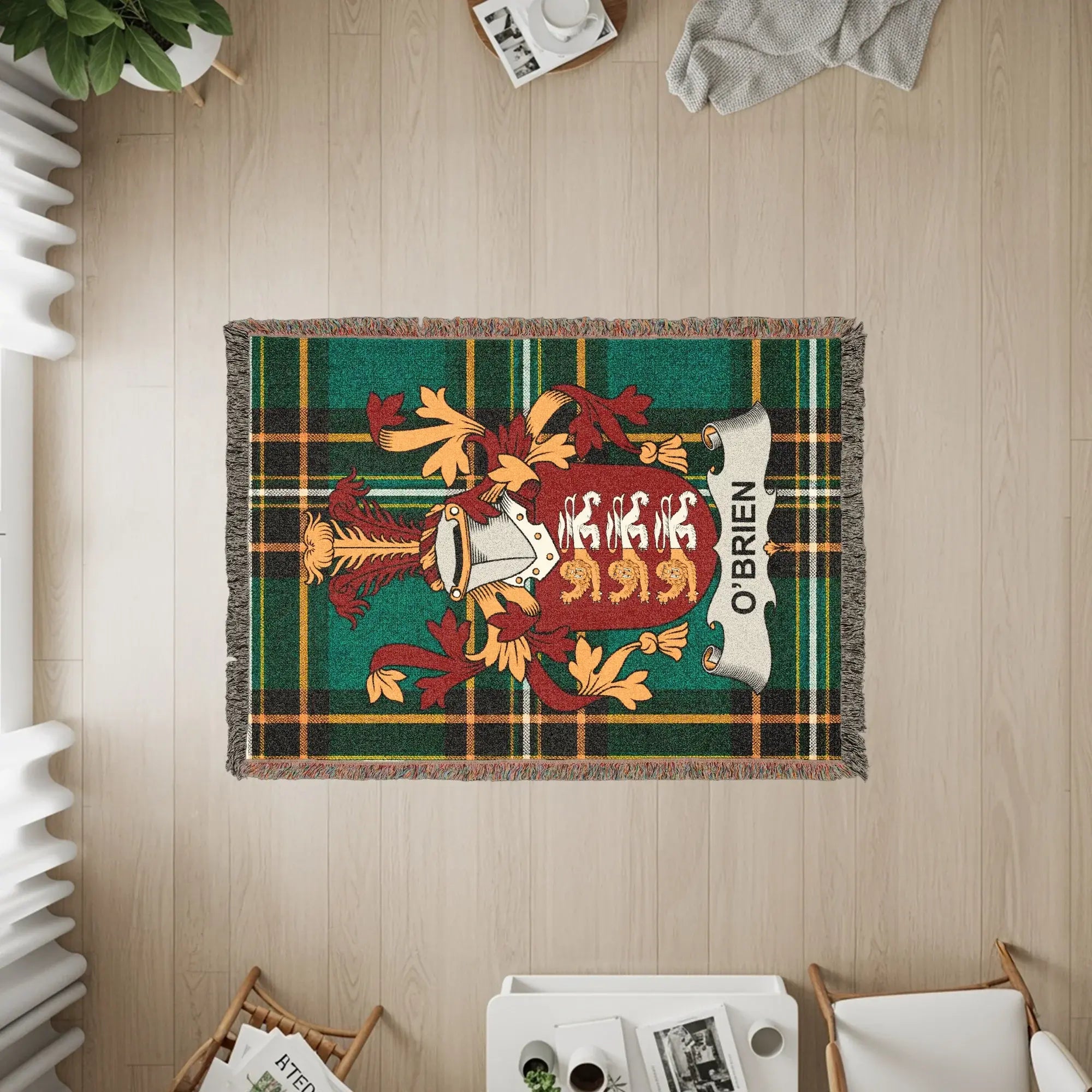 O'Brien Crest Green Plaid Tartan Blanket product type