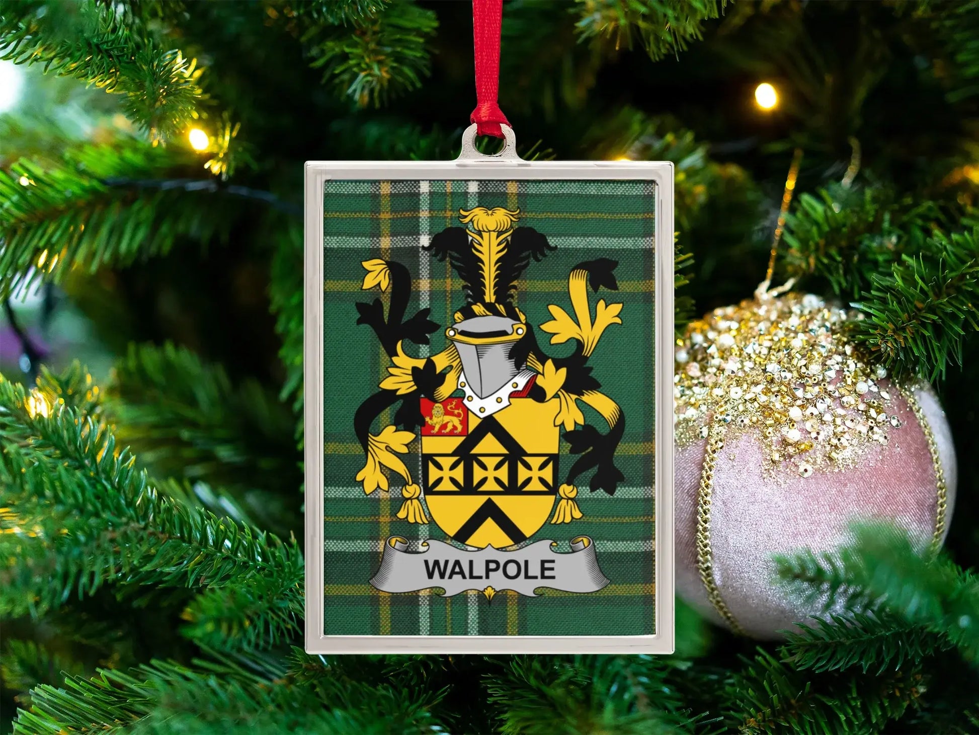 Custom Family Crest Plaque Christmas Tree Ornament product