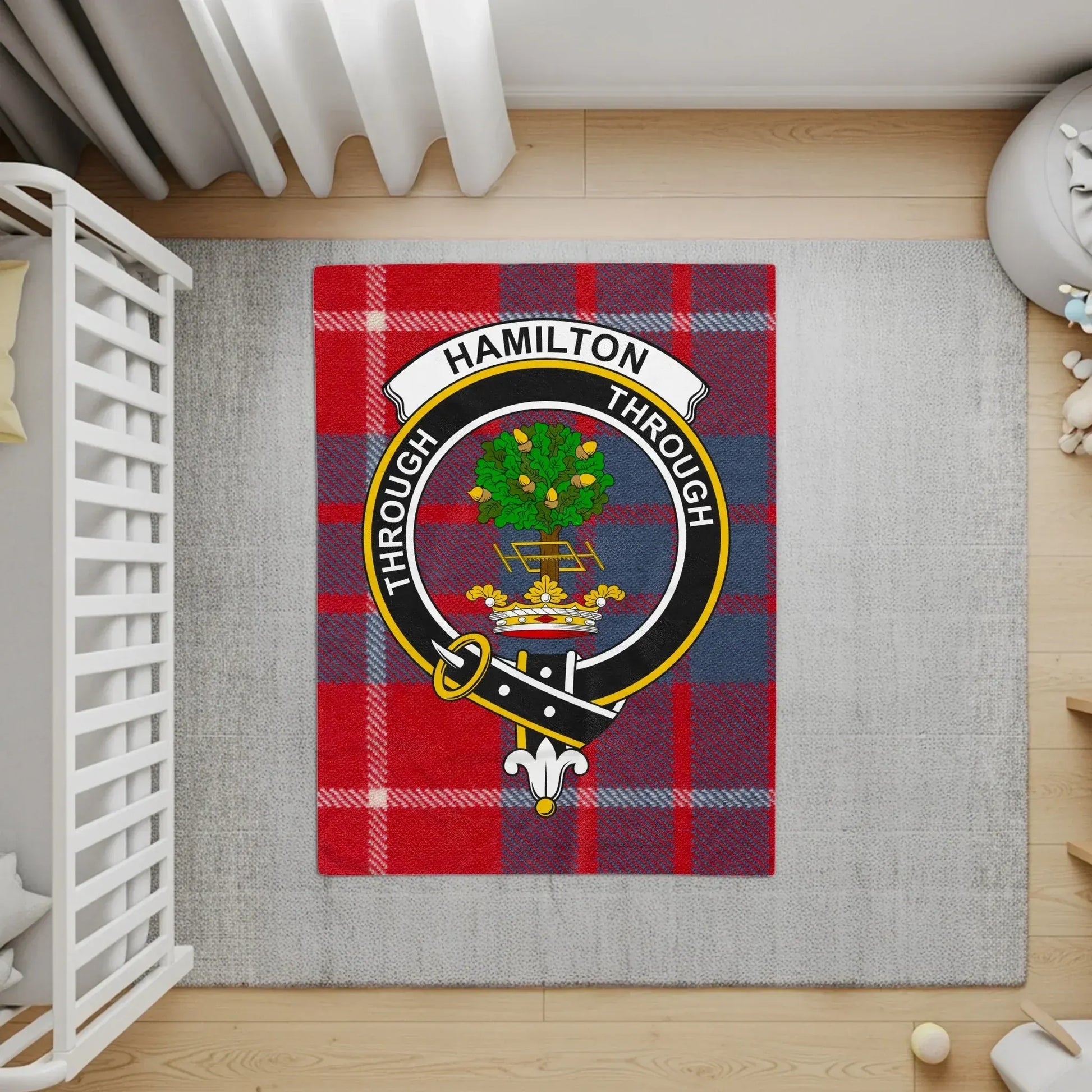 Hamilton Through Plaid Emblem Design Floor Rug product