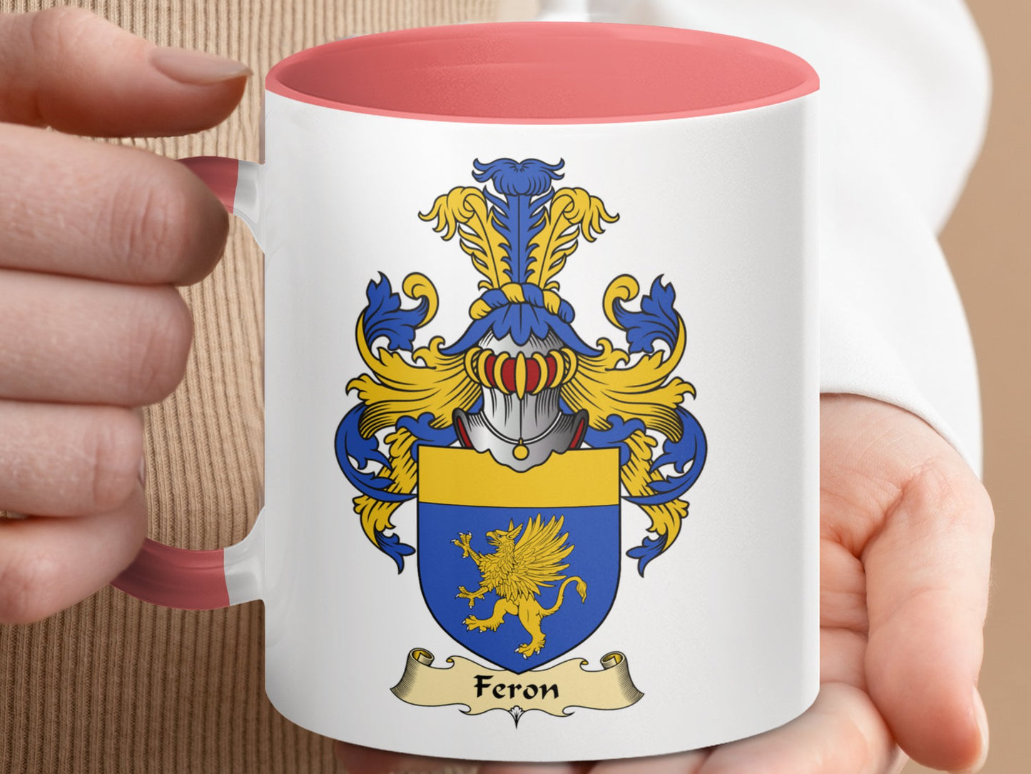 Feron Scottish Clan Coat of Arms Accent Coffee Mug - Living Stone Gifts