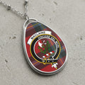 Maclaine tartan oval pendant necklace with clan crest and Latin motto.