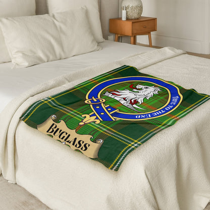 Scottish Clan Buglass Crest Tartan Throw Blanket - Living Stone Gifts