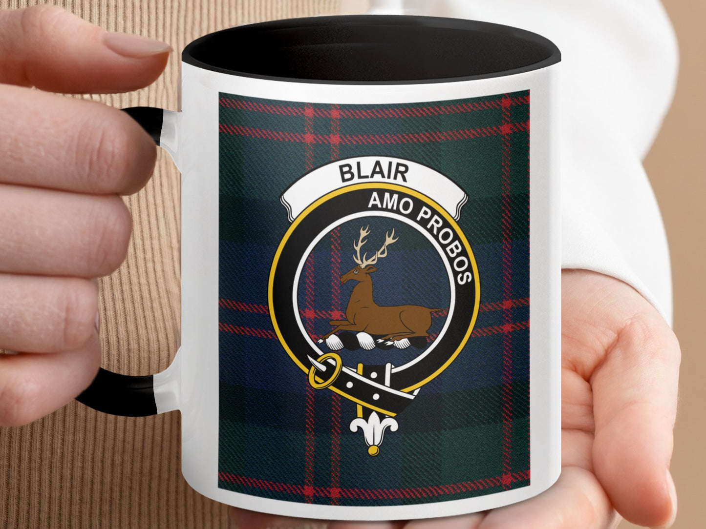 Scottish Clan Crest of Blair Amo Probos Mug - Living Stone Gifts