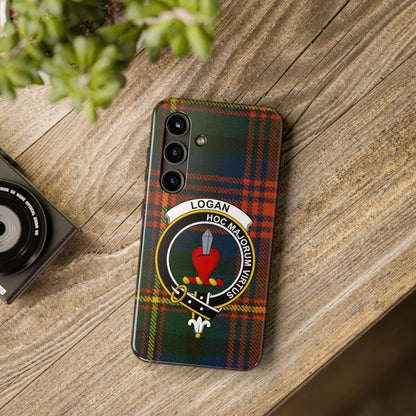 Logan Scottish Clan Crest Tartan Background Cell Phone Case - Celtic Ancestry Gifts
