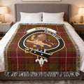 MacFie clan lion rampant crest tartan woven blanket — Pro Rege cotton weave with fringe