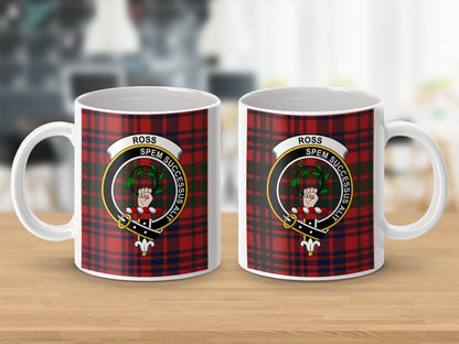 Ross Clan Crest Tartan Mug Traditional Scottish Mug - Living Stone Gifts