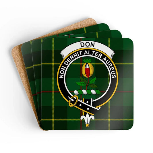 Personalized Don Clan Crest Plaid Cork Coaster Set product type