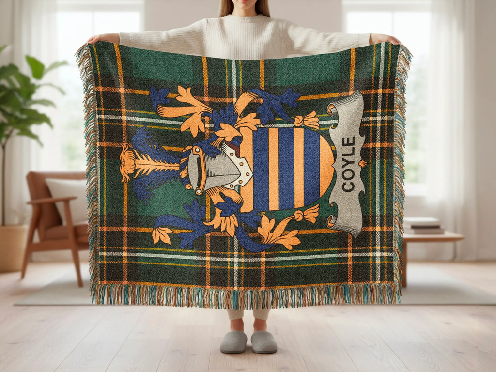 Coyle Family Crest Plaid Throw Blanket Home product type