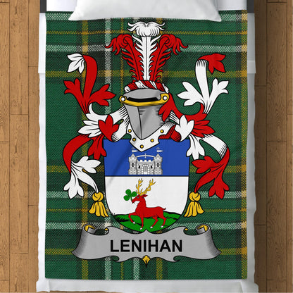 Lenihan Surname Irish Tartan Throw Blanket - Living Stone Gifts