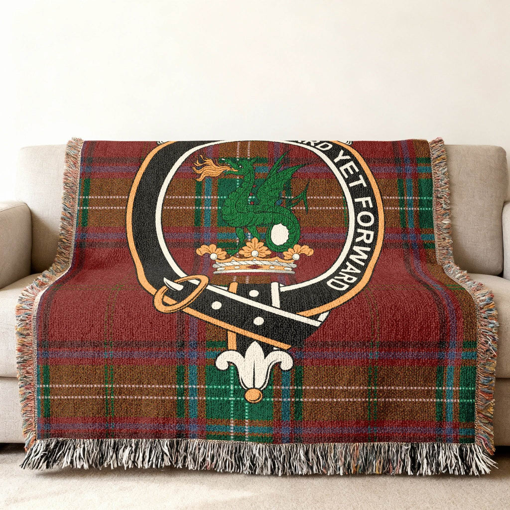 Clan Seton Hazard Yet Forward tartan woven blanket — colourful plaid design, 80" x 60"