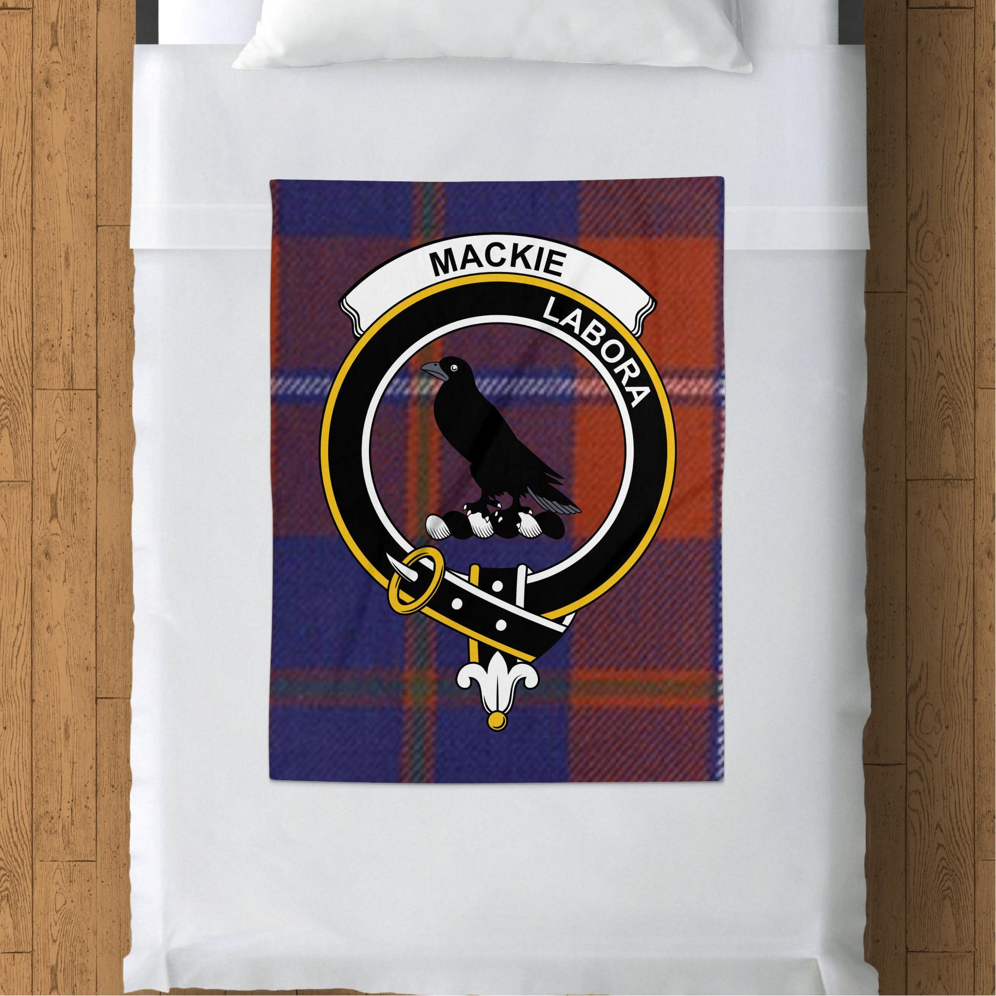 Scottish Clan Mackie Crest Tartan Blanket - Living Stone Gifts