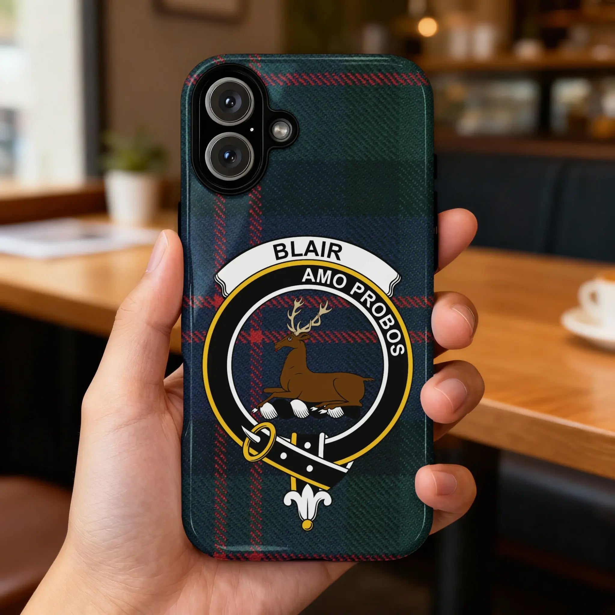 Blair clan crest tartan case on Samsung — Scottish heritage design, full-colour 3D wrap, slim profile
