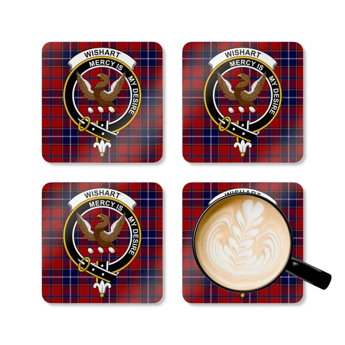 Wishart Mercy Is My Desire Plaid Coaster Set product