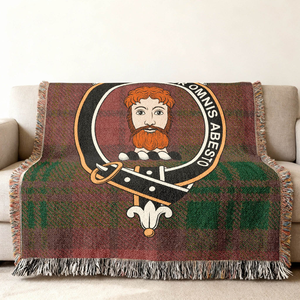 MacNab Scottish tartan woven blanket laid flat — full clan crest and tartan pattern view