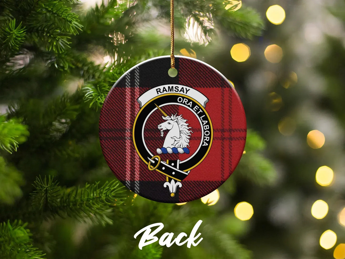 Ramsay Ora Et Labora Plaid Shield Ornament product type