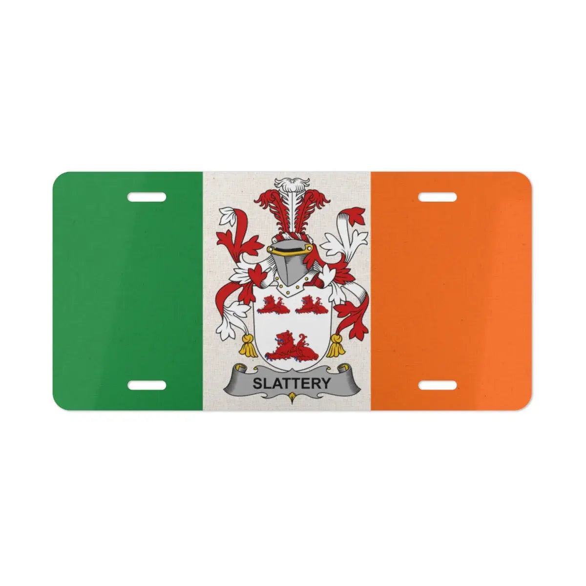 Slattery Family Crest on Irish Flag License Plate product