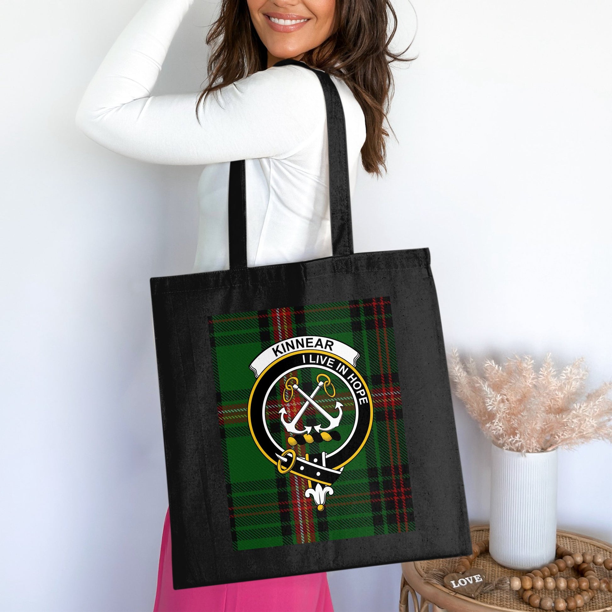 Kinnear I Live In Hope Scottish Clan Crest Tote Bag - Living Stone Gifts