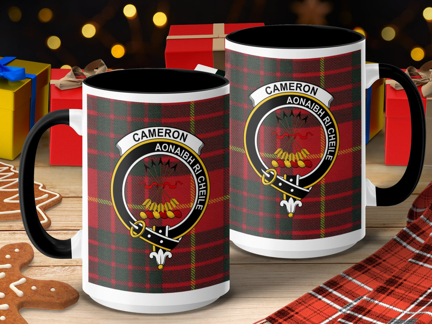 Clan Cameron Scottish Tartan Crest with Motto Mug - Living Stone Gifts