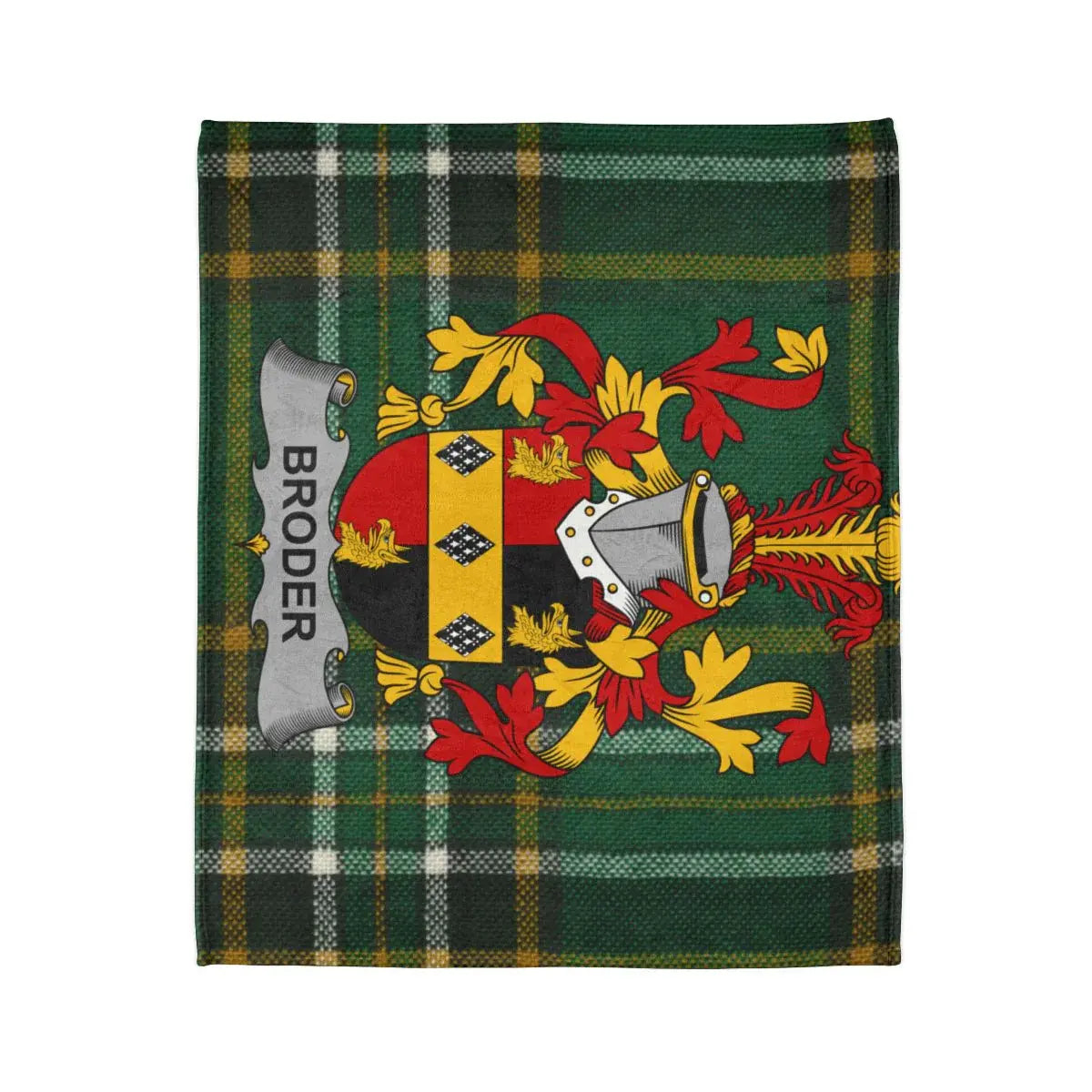 Personalized Crest and Plaid Print Fleece Blanket product