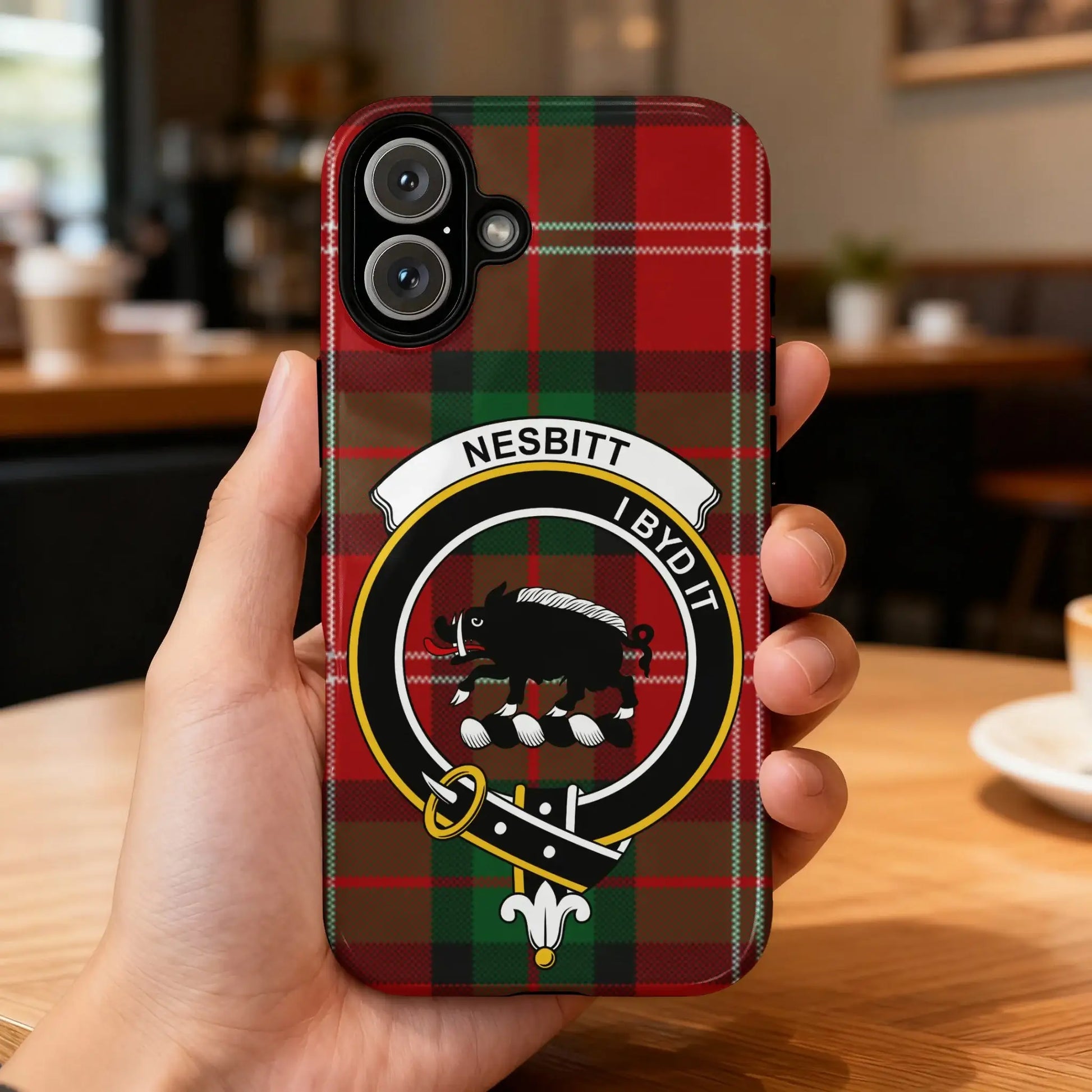 Nesbitt I Byd It Plaid iPhone Case with Boar Emblem
