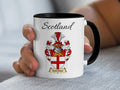 Lawrence Scottish family crest accent mug with Scotland above the coat of arms design
