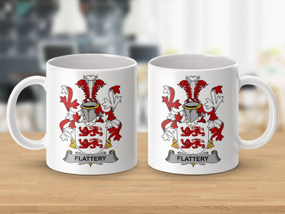 Flattery Surname Irish Family Crest Mug - Celtic Ancestry Gifts