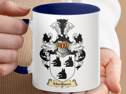 MacQueen Scottish Family Crest Coat of Arms Mug - Living Stone Gifts