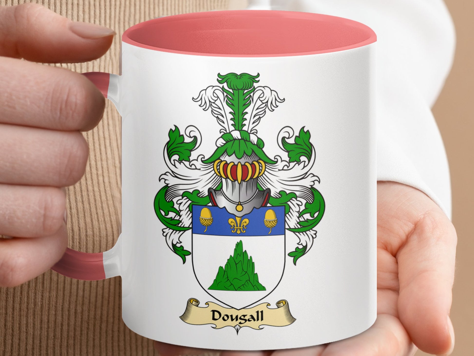 Clan Dougall Scottish Coat of Arms Accent Coffee Mug - Living Stone Gifts