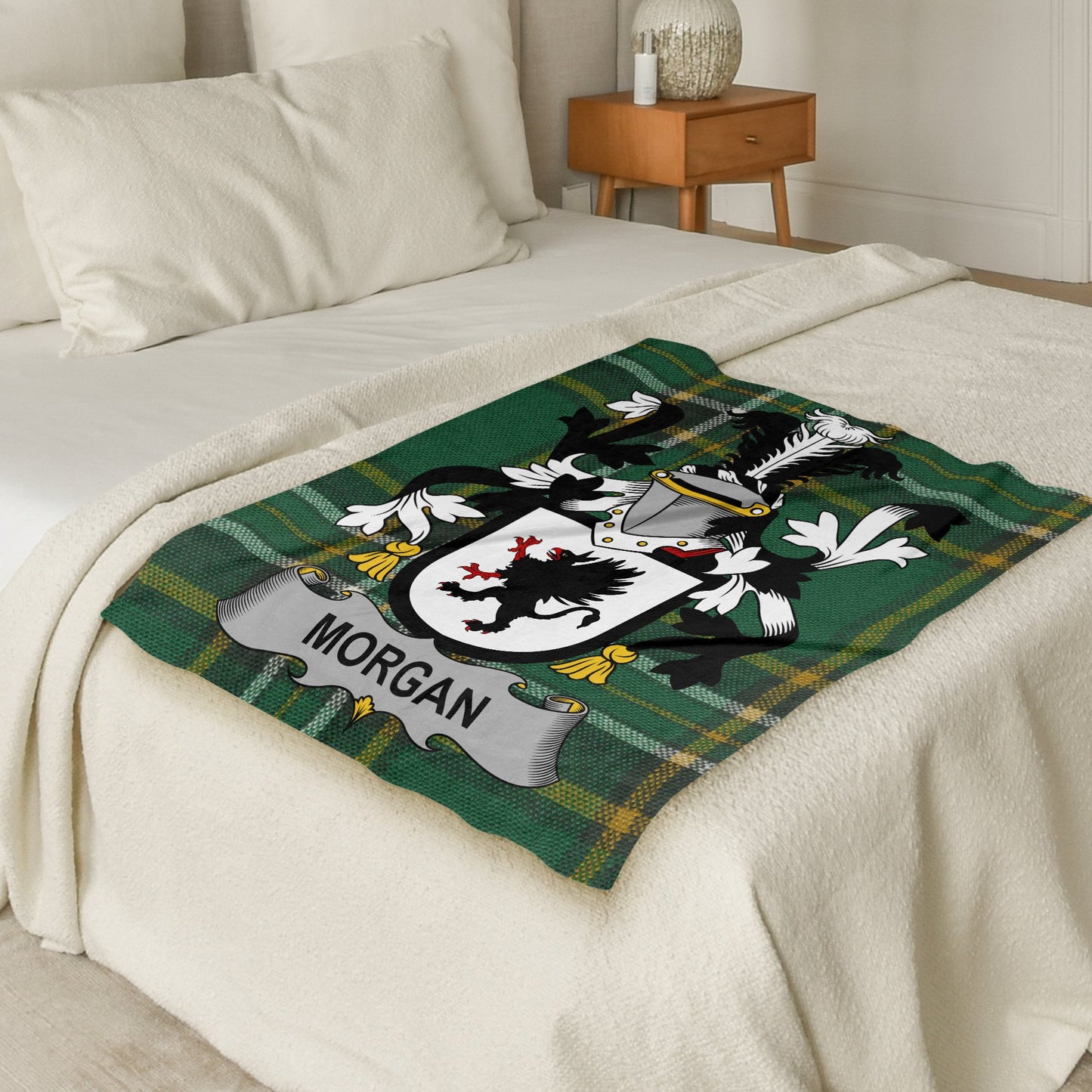 Morgan Surname Irish Tartan Throw Blanket - Living Stone Gifts