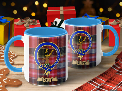 Clan Duff Scottish Tartan Crest Design Mug - Living Stone Gifts