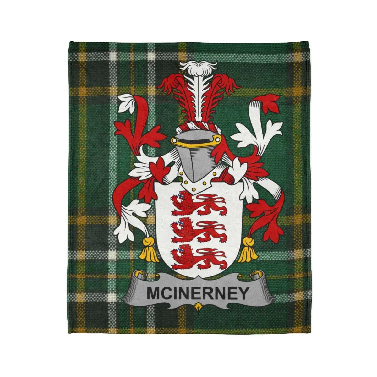 McInerney Family Crest on Tartan Blanket product