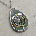 Craig clan Scottish tartan necklace with clan crest and Vive Deo Et Vives motto on tartan background