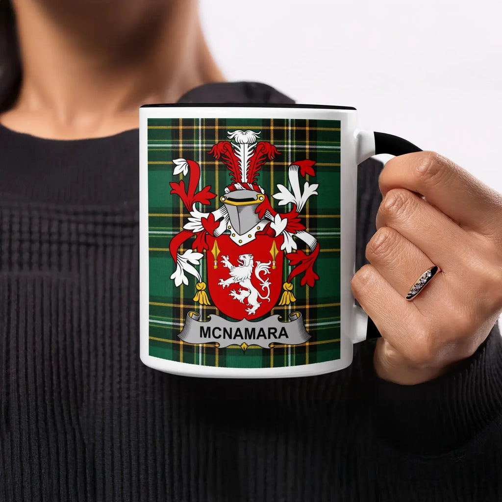McNamara Irish heritage mug with black handle and interior
