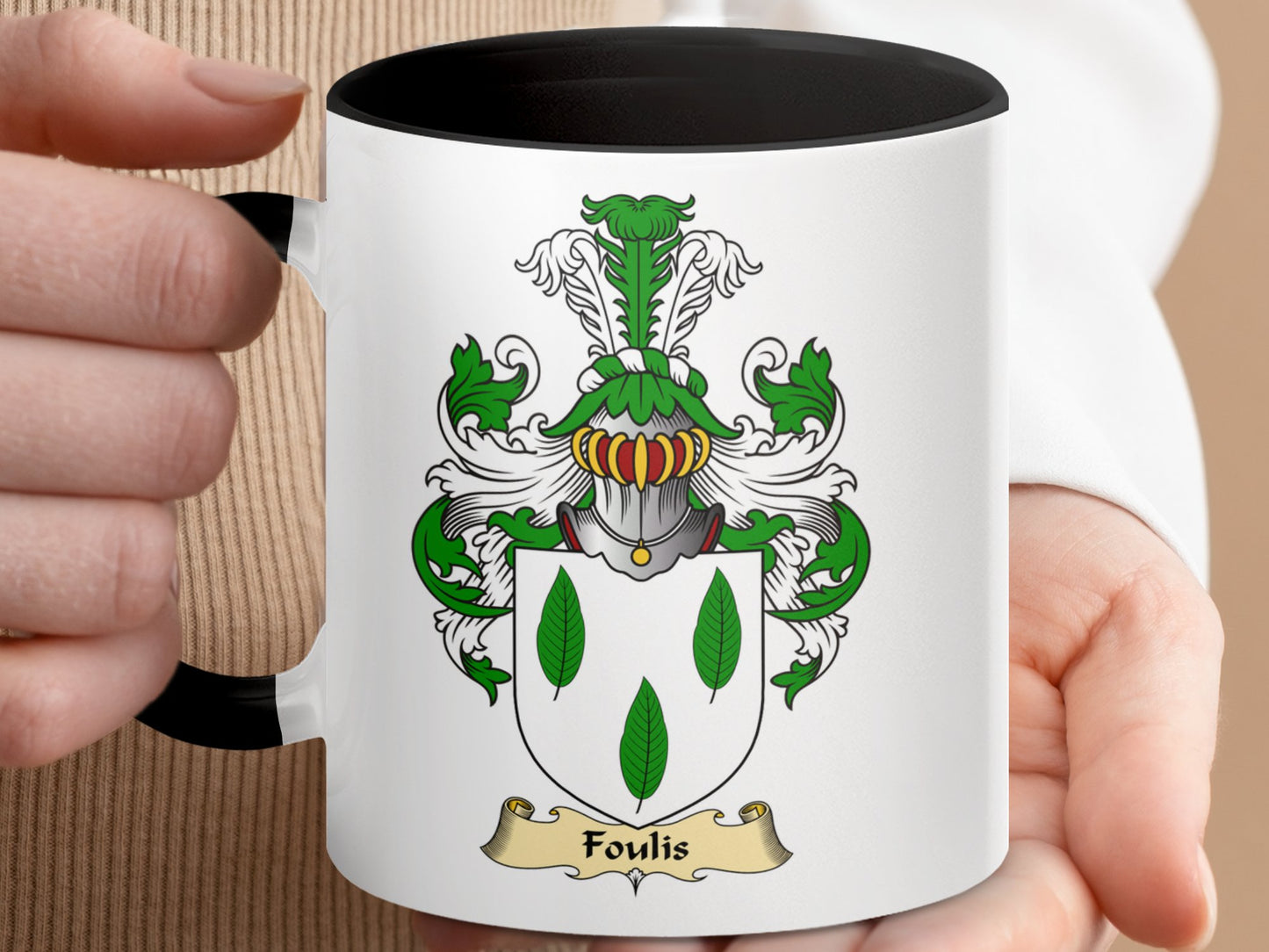 Clan Foulis Scottish Coat of Arms Accent Coffee Mug - Living Stone Gifts