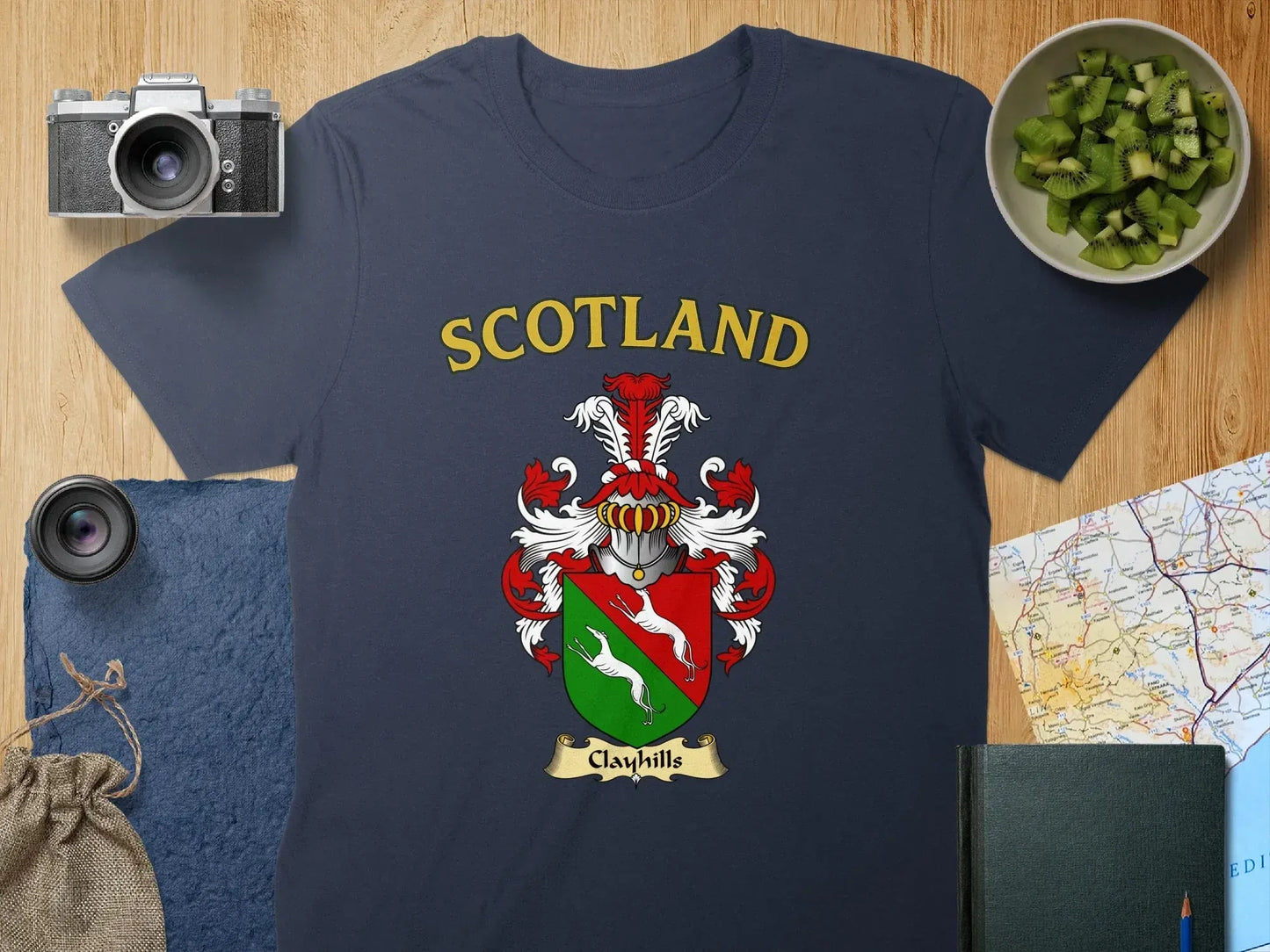 Scotland Clayhills Family Crest Navy Blue T-shirt product