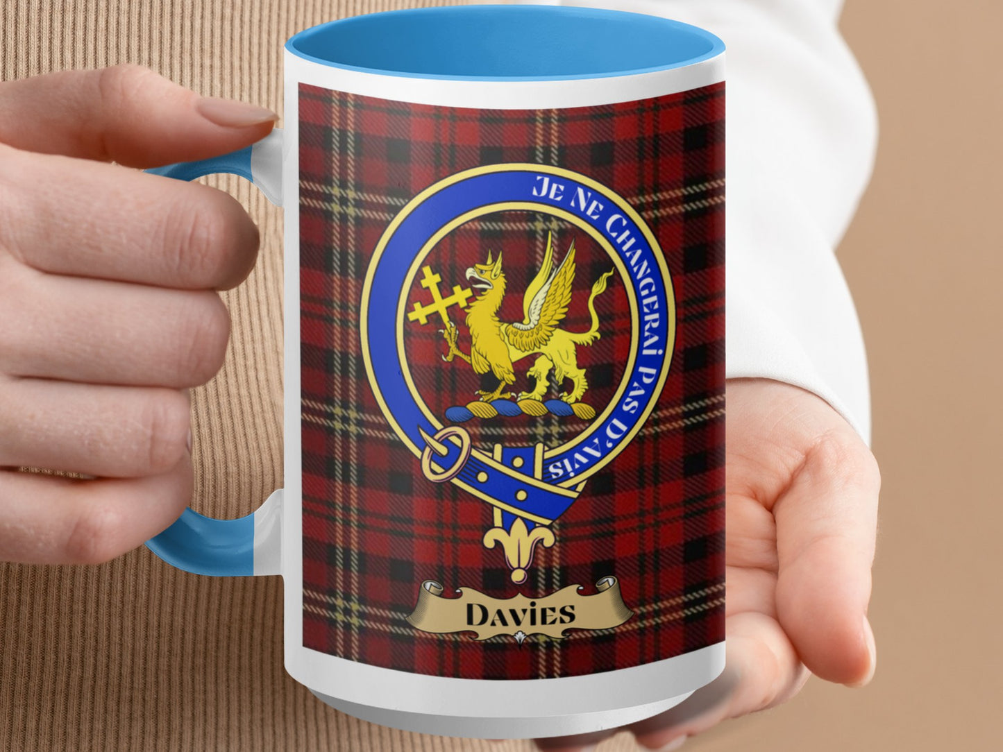 Clan Davies Scottish Tartan Crest Mug - Living Stone Gifts