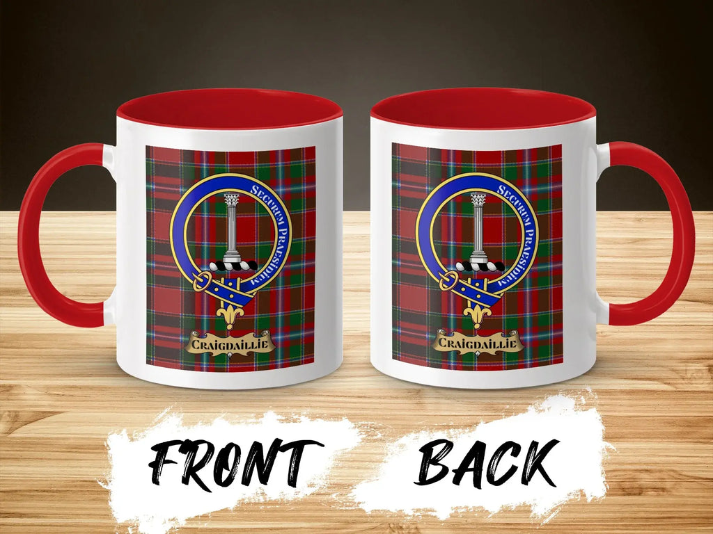 Craigdaillie Tartan Plaid Design Mug with Clan Crest