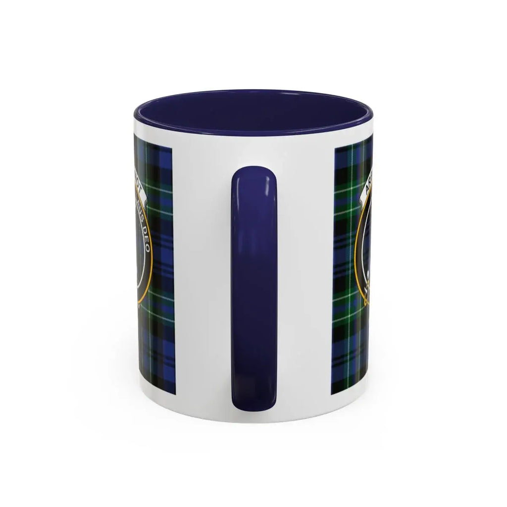 Clan Crest Tartan Plaid Design Blue Handle Mug